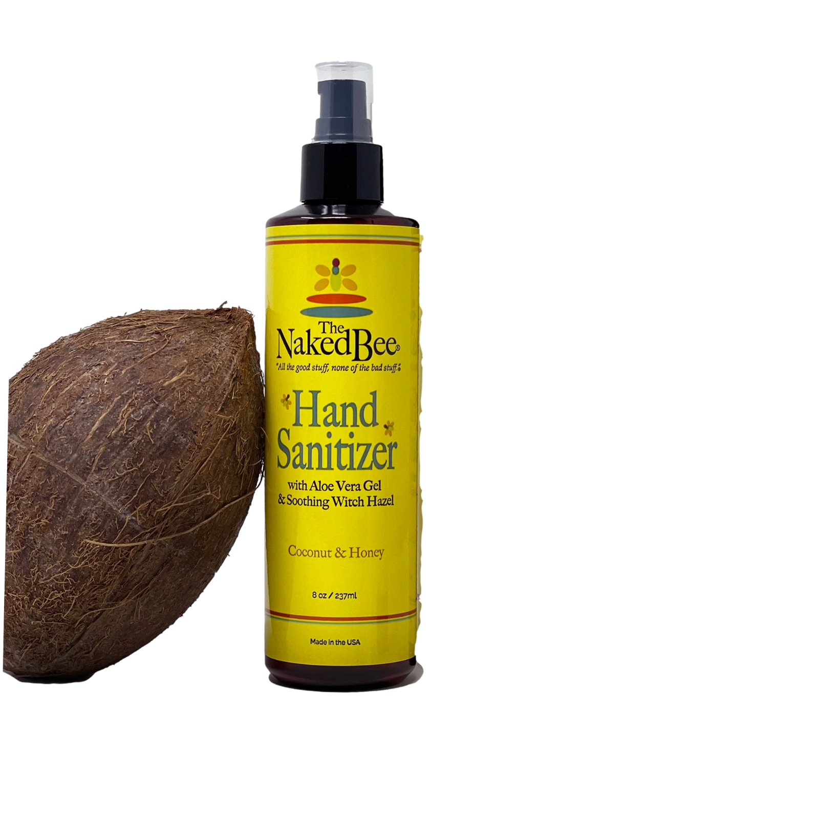 The Naked Bee Hand  Sanitizer Coconut & Honey 8 oz  Large Size Pump USA - Fresh Stock Dated February 2026