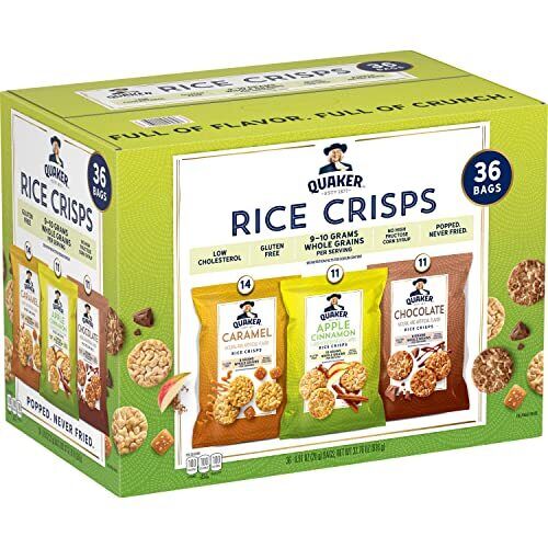 Quaker Rice Crisps Gluten Free 3 Flavor Sweet Variety Mix Single Serve 0.91 O... - Fresh Stock Dated February 2026