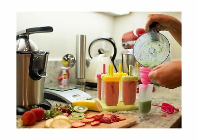 Lebice Popsicle Molds Set - BPA Free - 6 Ice Pop Makers + 1 Silicone Lid + Si... - Fresh Stock Dated December 2025