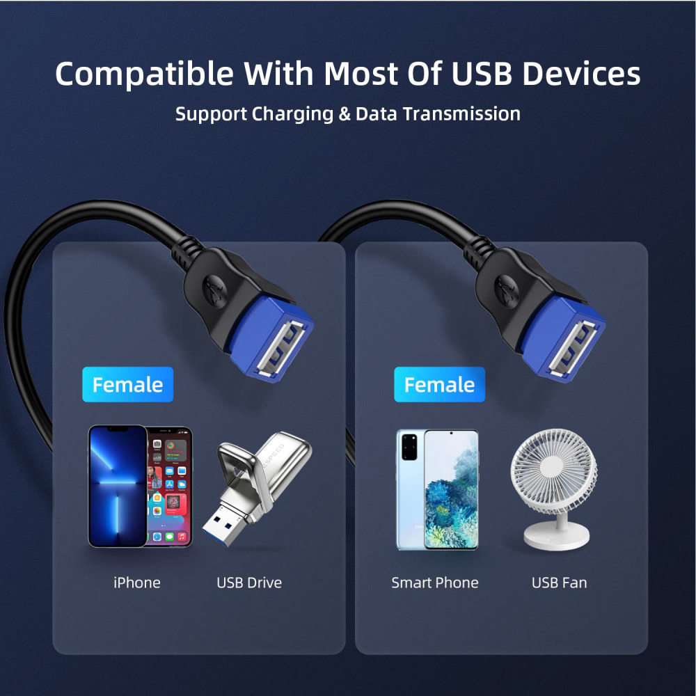 USB Splitter,ANDTOBO 2.0 Y Splitter Charger Cable 1 Male to 2 Female Blue - Fresh Stock Dated February 2026