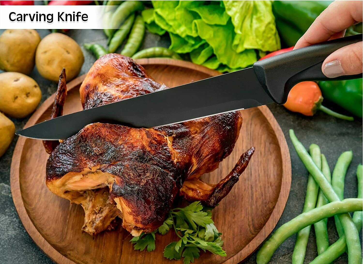 Knife Set Stainless Steel 7Pieces Professional Cutlery Pizza Kitchen Chef Knives - Fresh Stock Dated December 2025