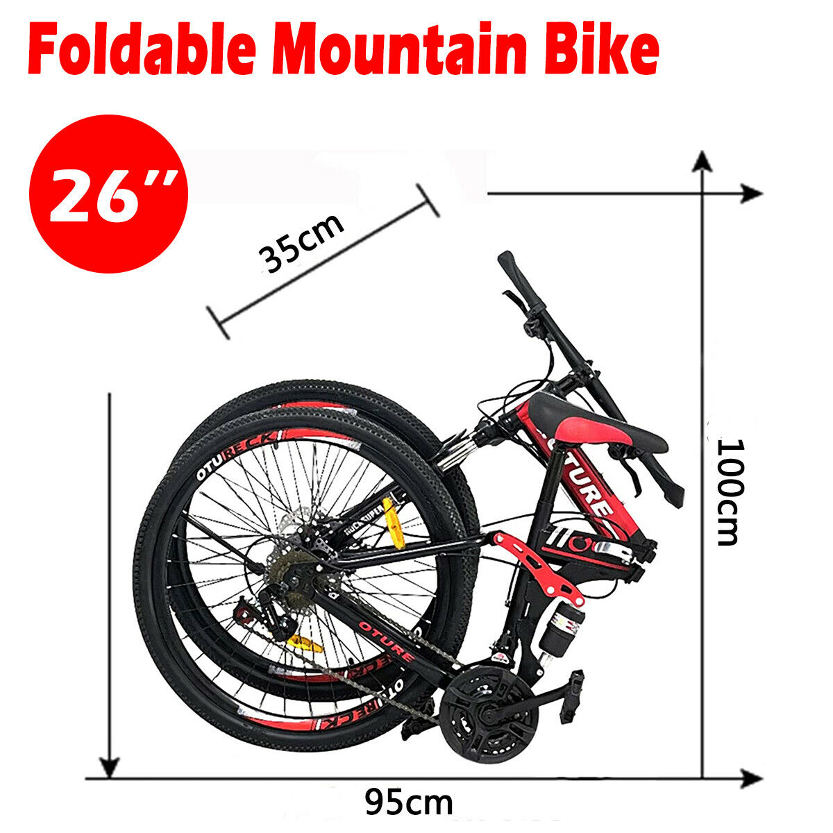Mountain Bike 26'' Spoke Wheels Dual Suspension Folding 21 Speed MTB Bicycle - Fresh Stock Dated February 2026