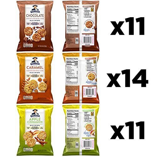 Quaker Rice Crisps Gluten Free 3 Flavor Sweet Variety Mix Single Serve 0.91 O... - Fresh Stock Dated February 2026