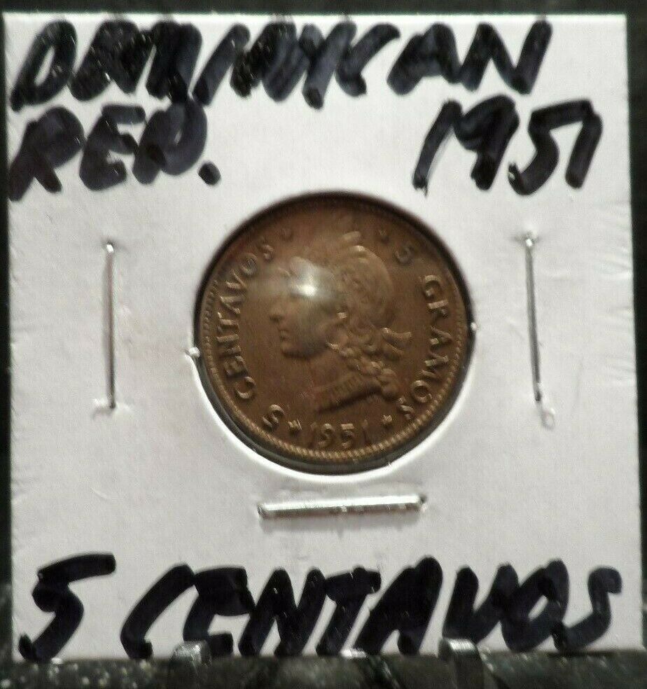 CIRCULATED 1951 5 CENTAVOS DOMINICAN REPUBLIC (110519)1..... - Fresh Stock Dated February 2026