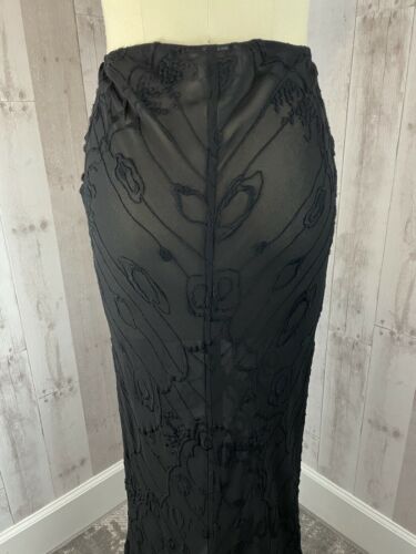 Vintage 1980s Sheer Black Maxi Skirt “Ghost” British Designer Made in England S - Fresh Stock Dated February 2026