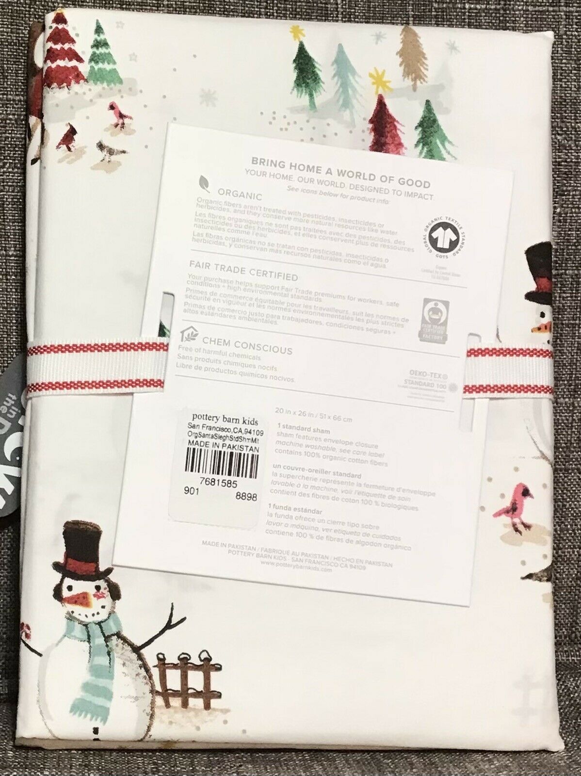 NEW Pottery Barn Kids GLOW IN DARK Santa Sleigh STANDARD  Sham Christmas - Fresh Stock Dated December 2025