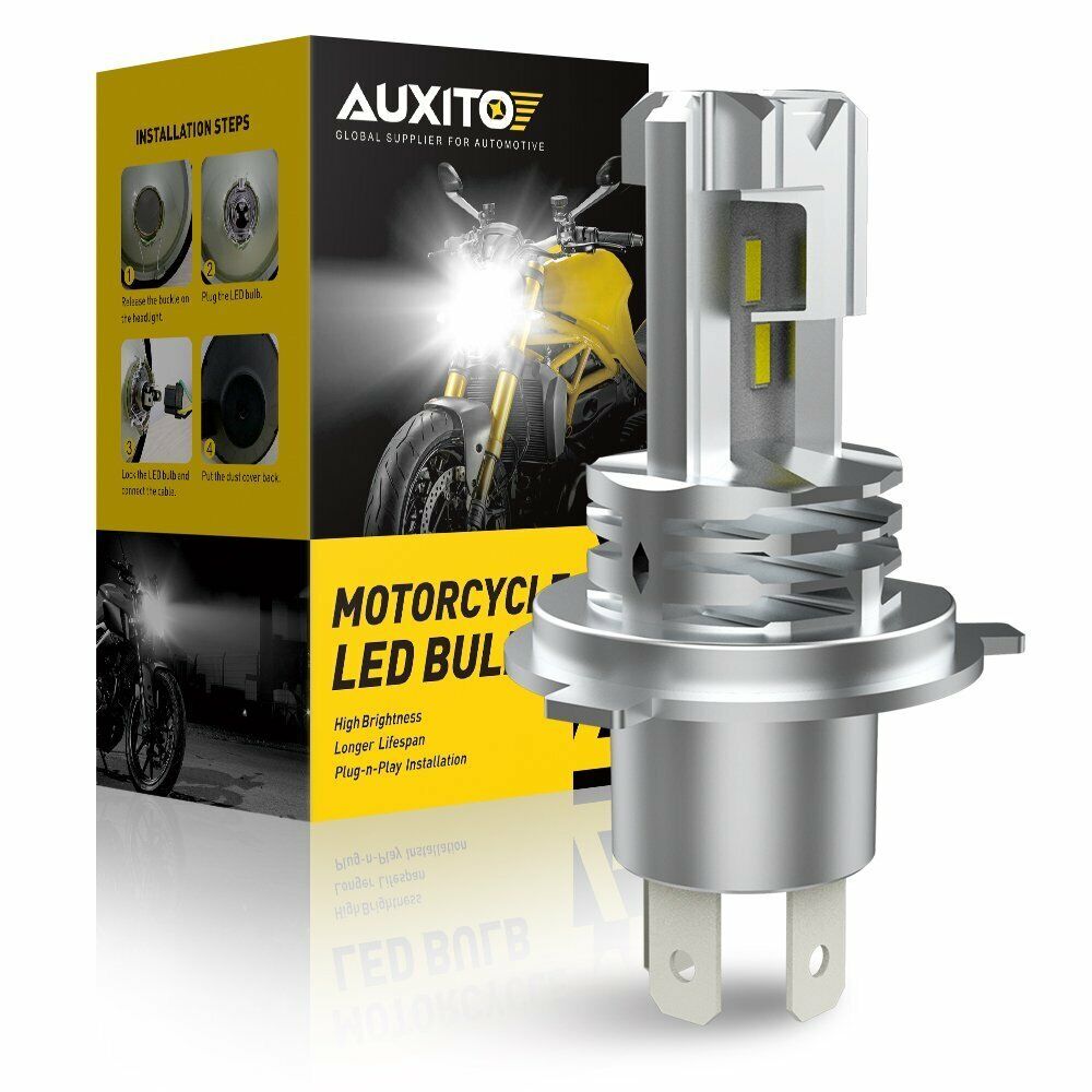 AUXITO H4 9003 HB2 LED Bulb Hi/Lo Beam White Motorcycle Headlight High Power CN - Fresh Stock Dated February 2026