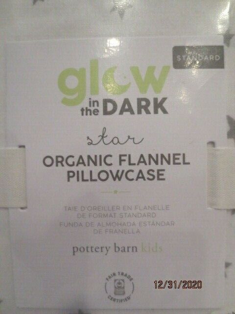 NIP 2 Pottery Barn Kids Star GLOW In DARK organic flannel  Standard Pillowcases - Fresh Stock Dated February 2026