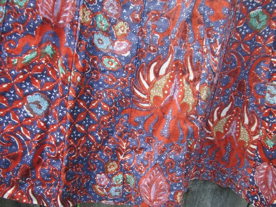 Vtg 70s SANIBEL Hippie Ethnic BATIK Print SKIRT Button Front DRAWSTRING WAIST M - Fresh Stock Dated December 2025