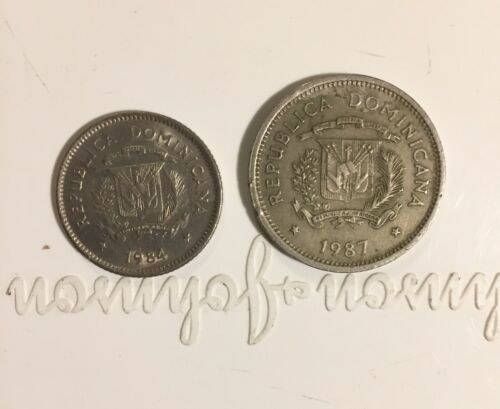 LOT OF 2 Republica Dominicana  Cinco Centavos 1984 And Cinco Centavos 1987 Coin - Fresh Stock Dated December 2025