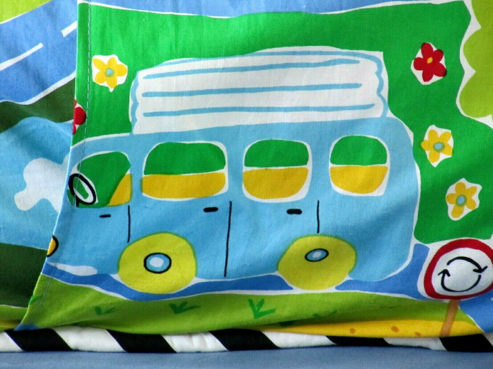 Cars Trucks Roads Standard Pillow Sham Red Yellow Blue Green California Kids - Fresh Stock Dated December 2025