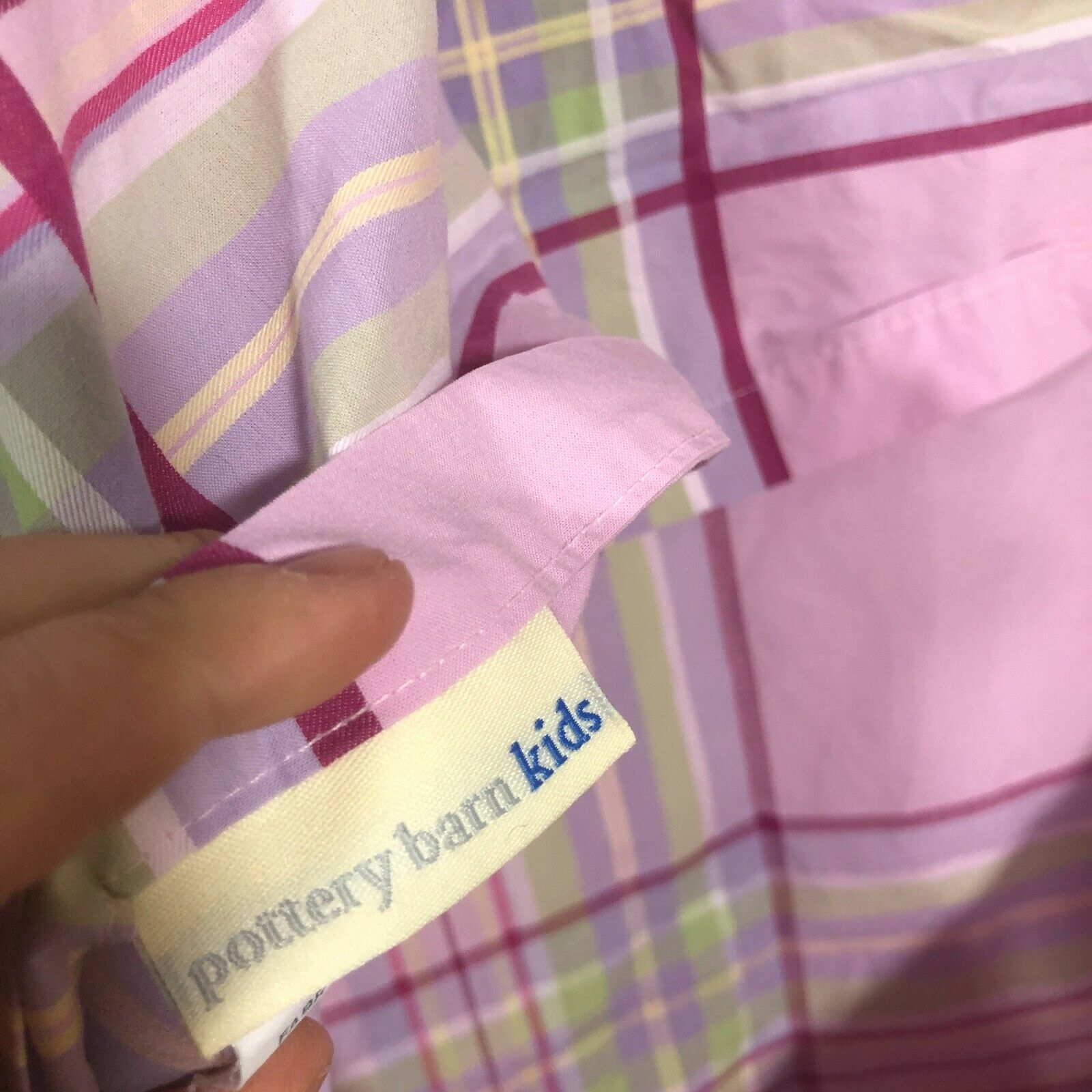 Pottery Barn Kids Euro Sham Purple PLaid Pink PAIR - Fresh Stock Dated December 2025