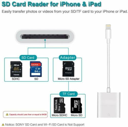 Camera Reader Micro SD TF/SD Card Adapter For iOS 9.2 iPhone 6 7 8 Plus 11 XS - Fresh Stock Dated December 2025