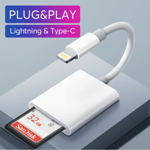 To SD Card Reader for iPad iPhone11 XS XR 8 Camera Memory Card Adapter Cable US - Fresh Stock Dated December 2025
