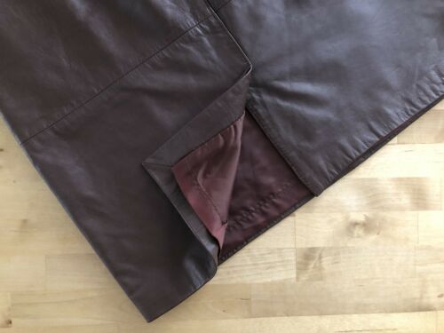 Vtg 80s EVAN DAVIES Brown Soft Nappa Leather Pencil A-line Knee Skirt 30”W Large - Fresh Stock Dated February 2026