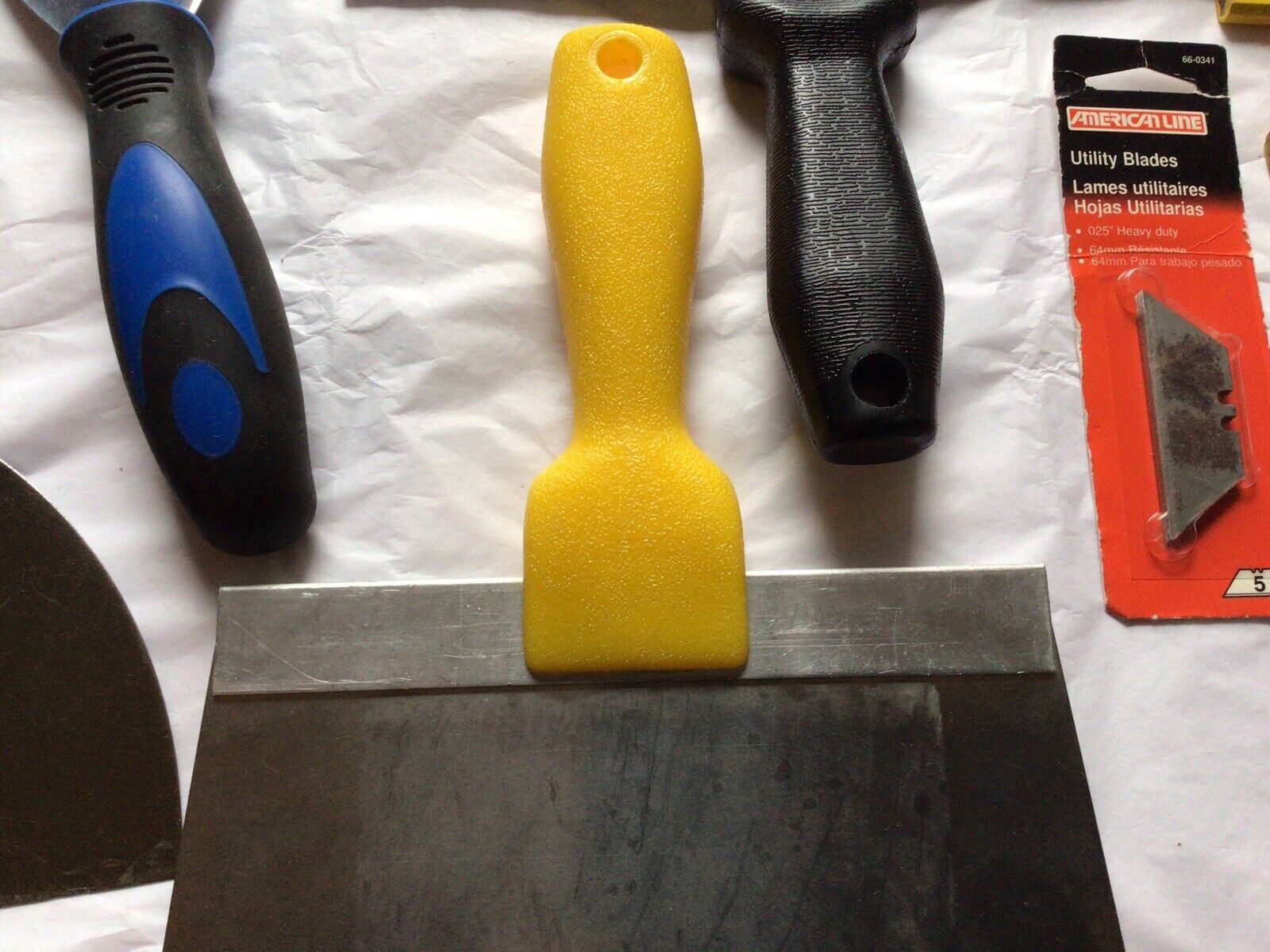 Lot Of Stainless Steel Drywall Taping Finishing Knife + Utility Blades & Pencils - Fresh Stock Dated February 2026