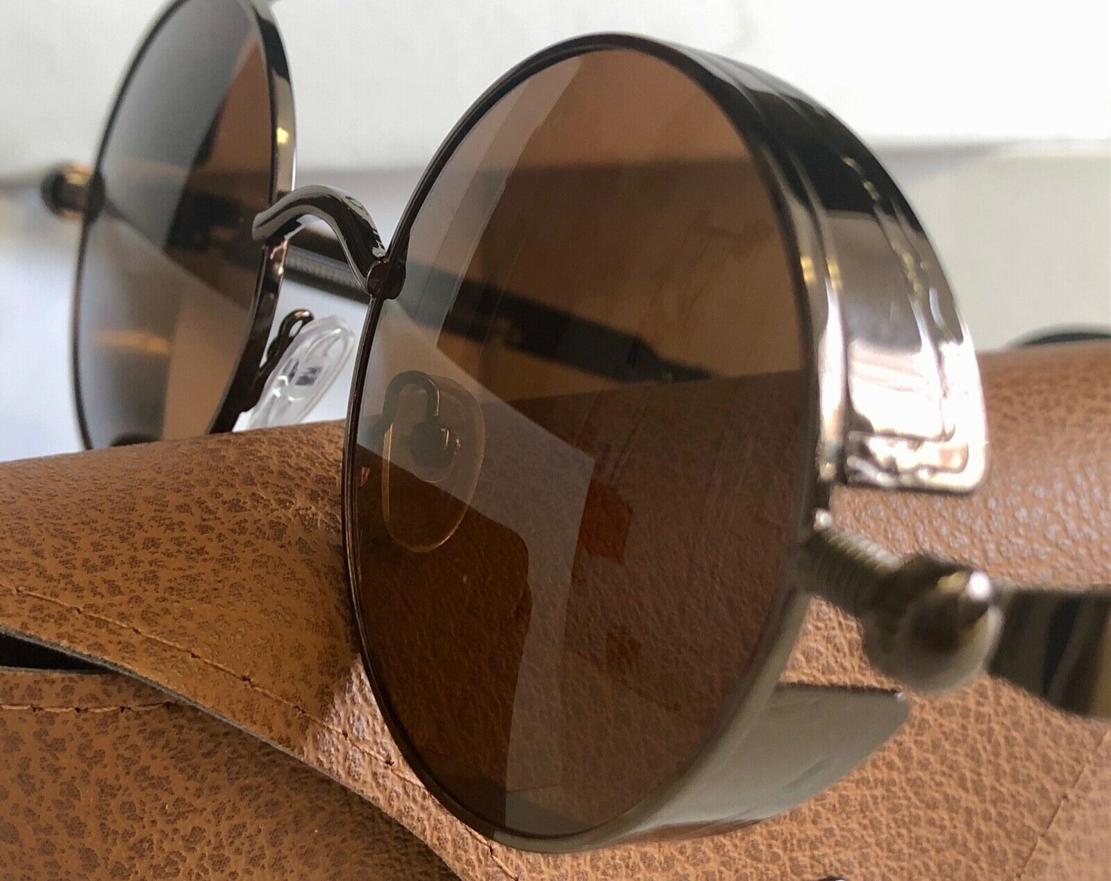NEW‼️Brown/Brown Jacob Polarized Metal Framed Round Steampunk Sunglasses - Fresh Stock Dated December 2025