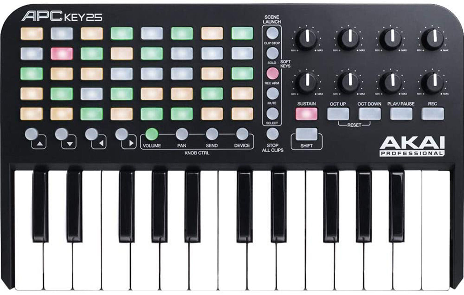 Akai Professional APC KEY 25 Keyboard Controller with Cable, USB Hub, & Cloth - Fresh Stock Dated February 2026