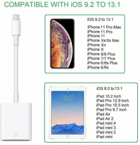 Camera Reader Micro SD TF/SD Card Adapter For iOS 9.2 iPhone 6 7 8 Plus 11 XS - Fresh Stock Dated December 2025