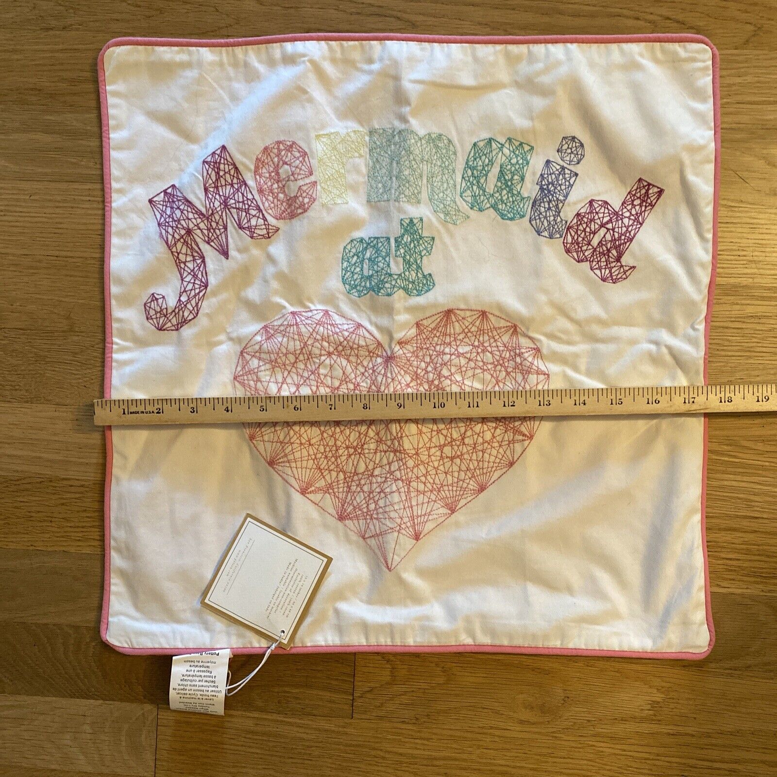 NWT Pottery Barn Embroidered Inspiration Pillow Cover Mermaid at Heart 18x18 - Fresh Stock Dated February 2026