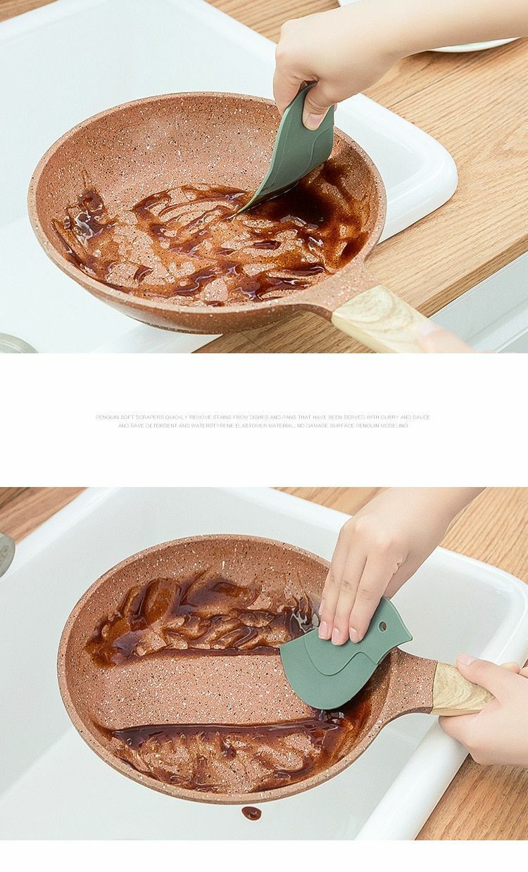 Penguin Shape Soft Scraper Oil Dish Plate Scraping Kitchen Baking Gadget Tool - Fresh Stock Dated February 2026