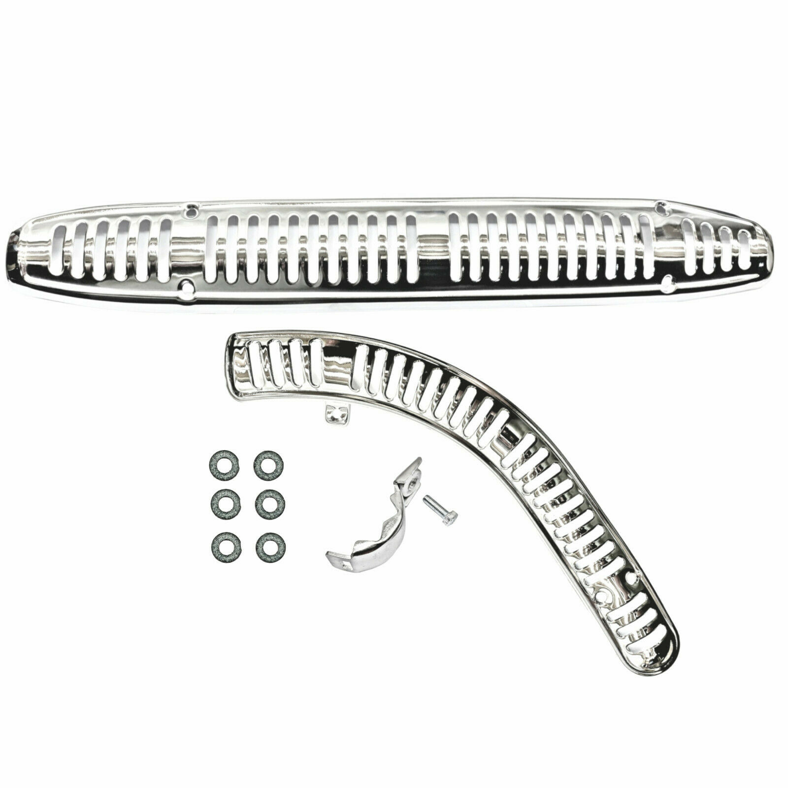 Honda CT110 Trail 110 Front Rear Exhaust Heat Shield Set 80-86 Muffler Pipe - Fresh Stock Dated February 2026