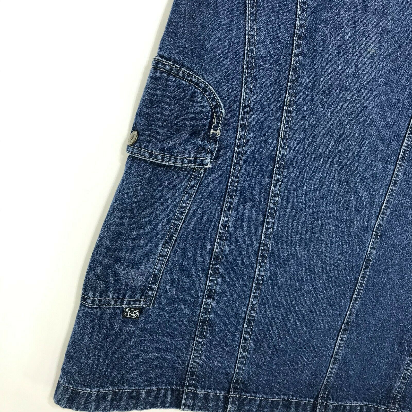 RARE Vtg 90's KIK GIRL Denim Long Skirt L Large 30 x 40 Skater Raver Blue Jean - Fresh Stock Dated March 2026