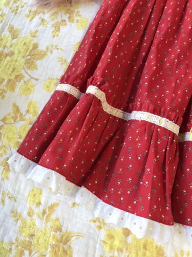 Vtg 1970's Heart & Lace Homespun Prairie Gunne Sax Style Maxi Skirt Small Medium - Fresh Stock Dated February 2026