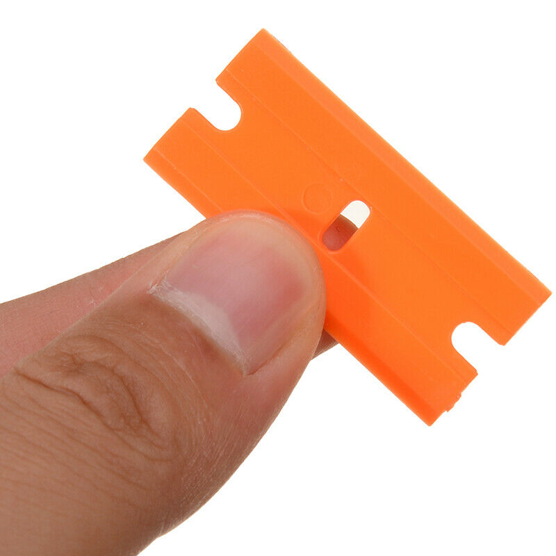 100Pcs Plastic Razor Blades Scraper Edged Sticker Removal Glass Window Clean USA - Fresh Stock Dated February 2026