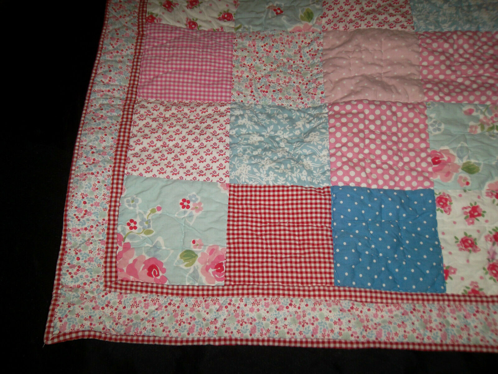 Pottery Barn Kids Quilted Patchwork Euro Pillow Sham Gingham Polkadot Floral Tie - Fresh Stock Dated December 2025