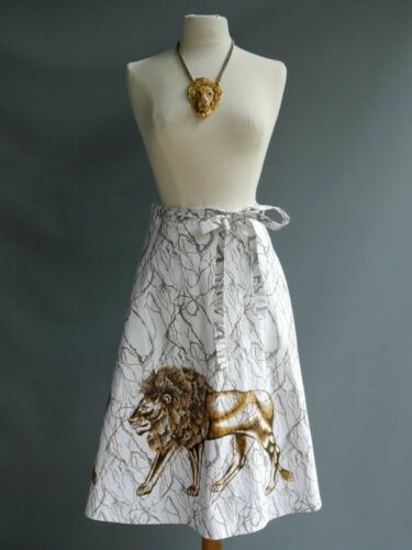 Stellar VTG 70s MGM VLV Lion Cotton Print Wrap Skirt Bold Mod Op Art Graphic M L - Fresh Stock Dated February 2026