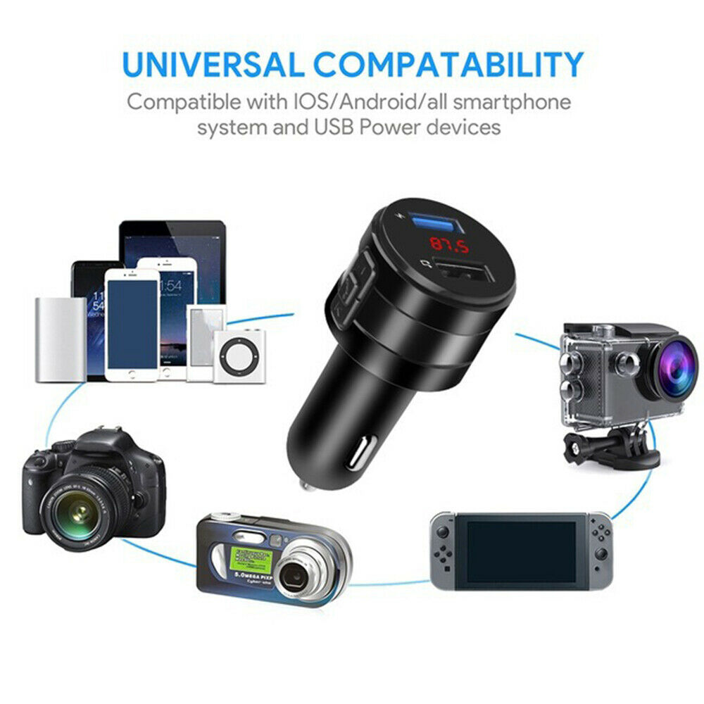 Fm Transmitter Bluetooth 4.2 Wireless Car Usb Charger Handsfree Kit Mp3 Player - Fresh Stock Dated February 2026