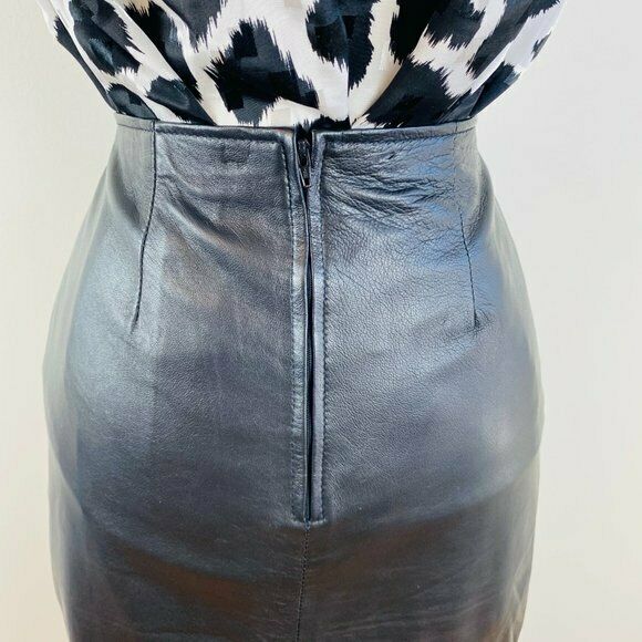 Vintage 1980s Rocker Leather Wiggle Mini Skirt S - Fresh Stock Dated February 2026