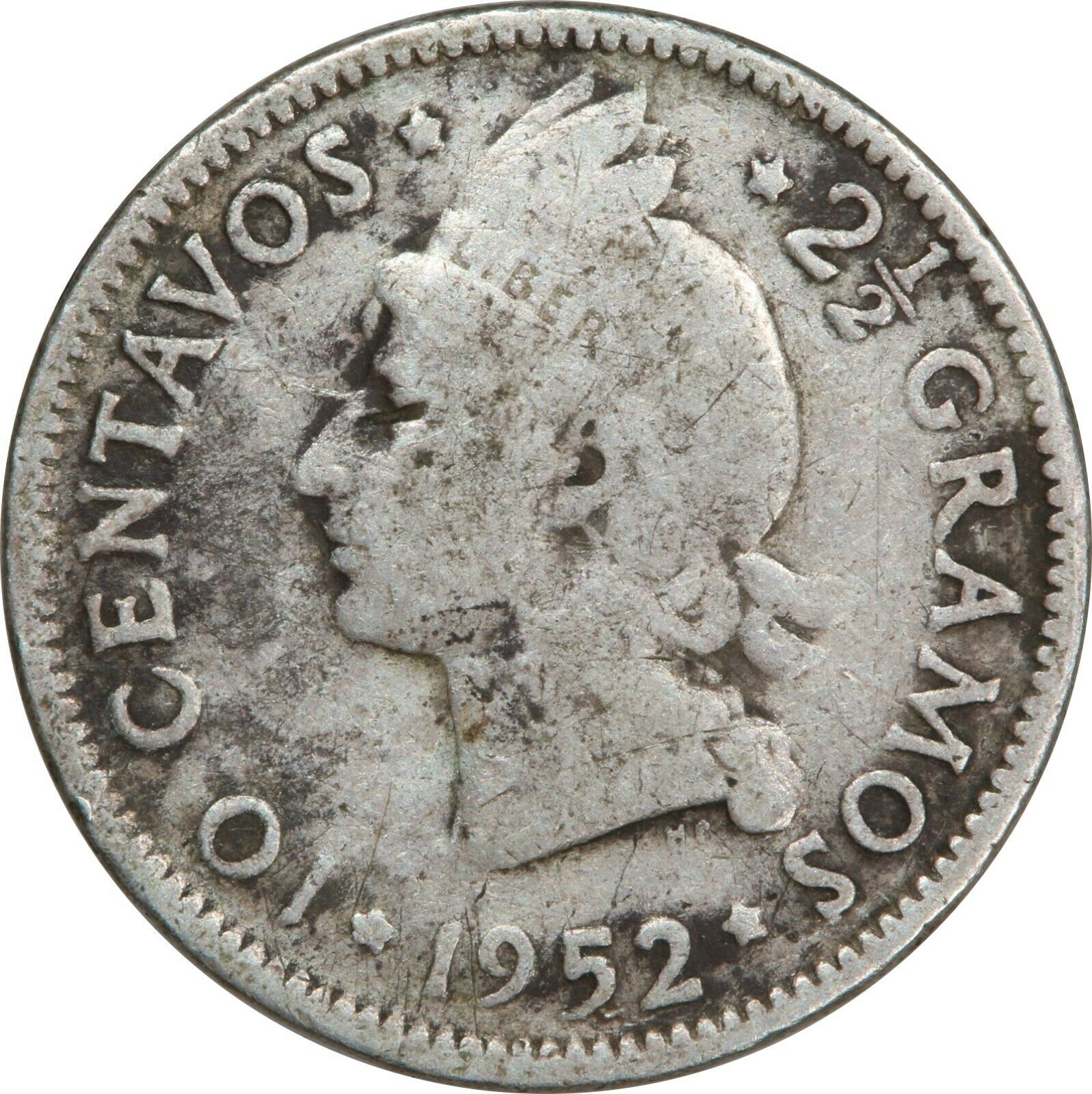 1952 & 1956, Dominican Republic, 10 Centavos - KM#19 - World Silver - Fresh Stock Dated December 2025