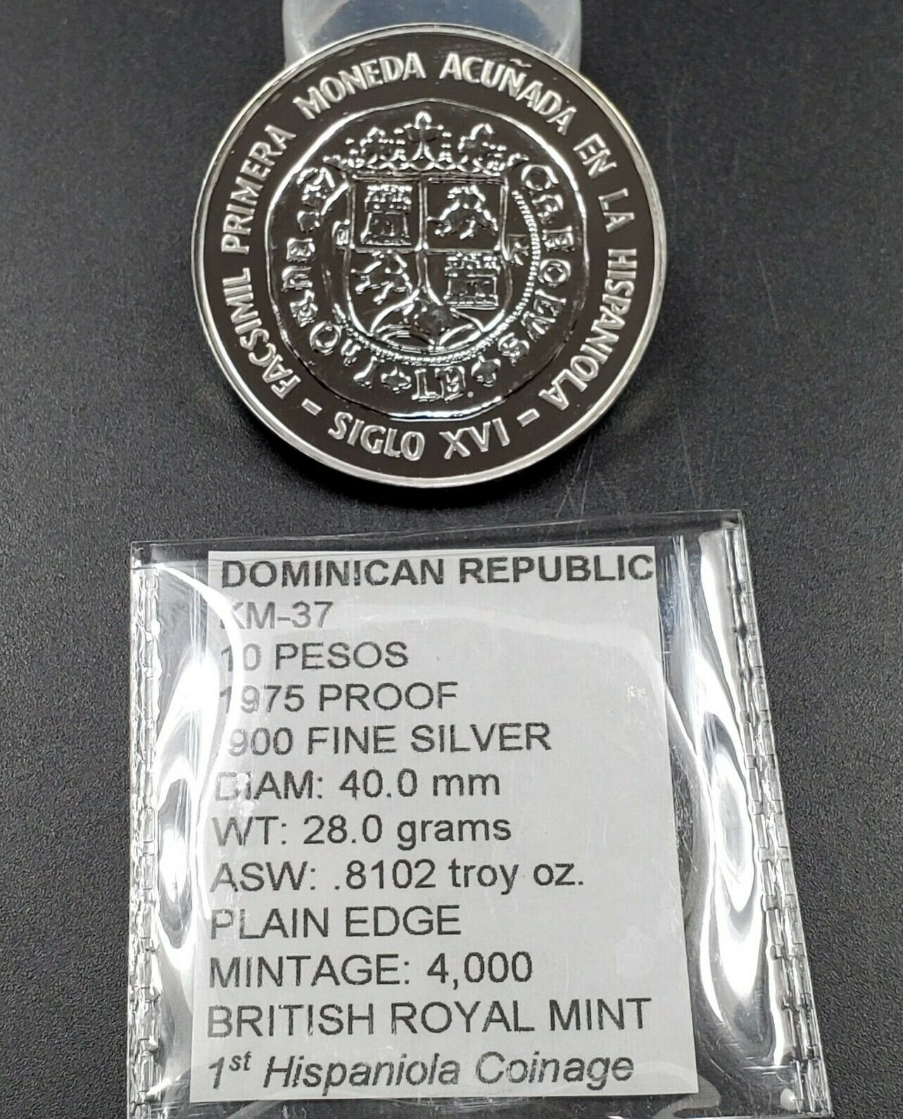 1975 Dominican Republic 10 Pesos Gem Proof Silver 1st Hispanola Coinage 4k Made - Fresh Stock Dated February 2026
