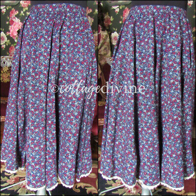 Blue Rose Gunne Sax Gunnies Vtg 1970s Calico Floral Rayon Prairie Skirt - Fresh Stock Dated February 2026