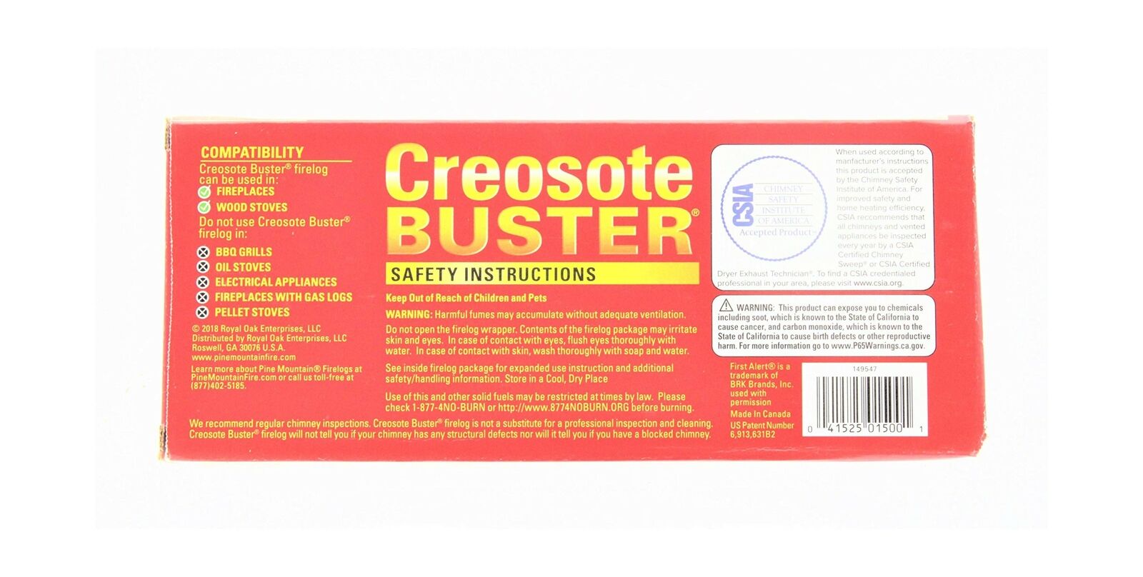 Pine Mountain Creosote Buster Safety Firelog - Pack of 2 - Fresh Stock Dated February 2026