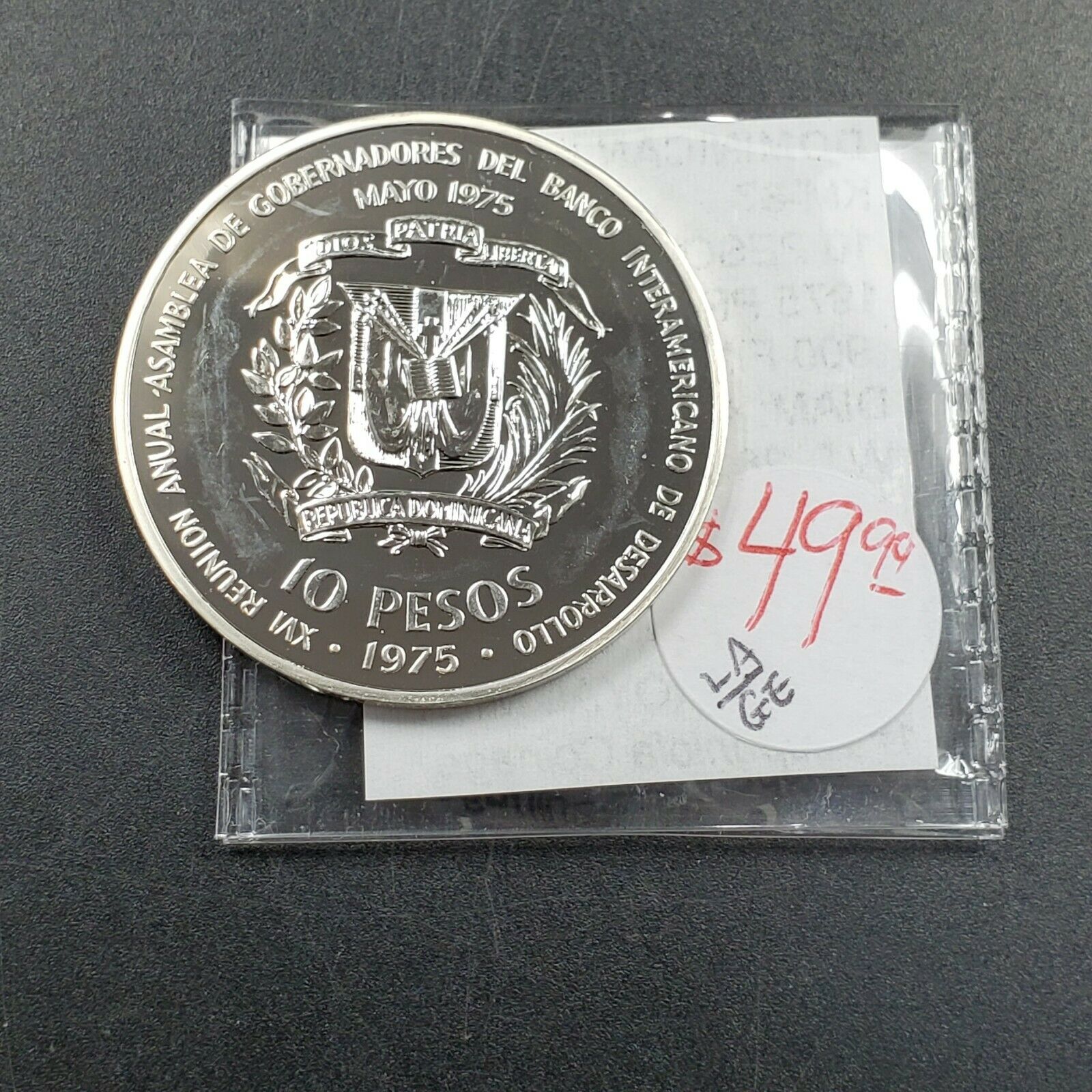1975 Dominican Republic 10 Pesos Gem Proof Silver 1st Hispanola Coinage 4k Made - Fresh Stock Dated February 2026