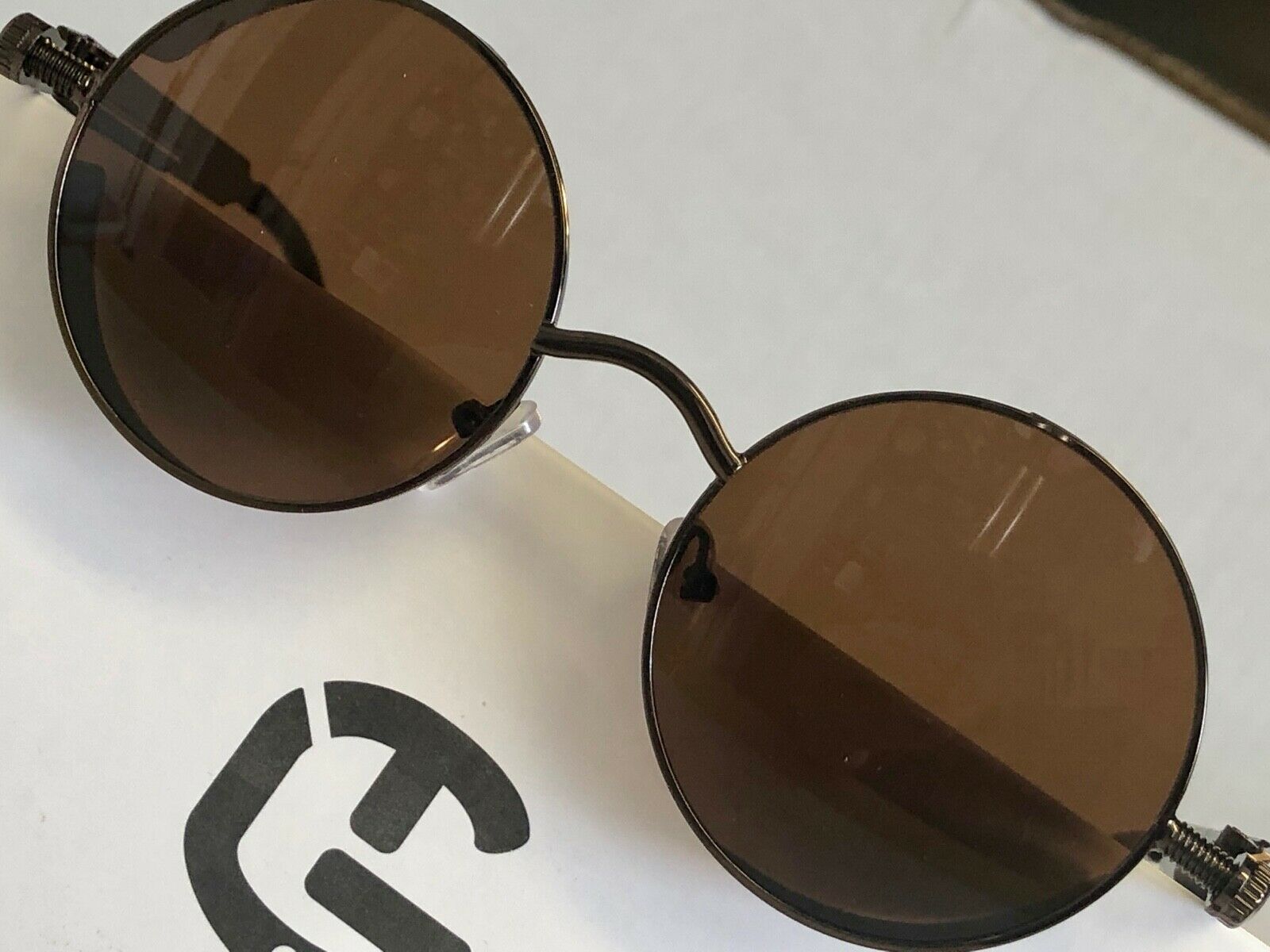 NEW‼️Brown/Brown Jacob Polarized Metal Framed Round Steampunk Sunglasses - Fresh Stock Dated December 2025