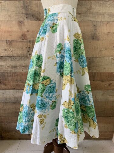 Vintage 1950’s Sz Small Turquoise Green Rose Floral Skirt - Fresh Stock Dated March 2026