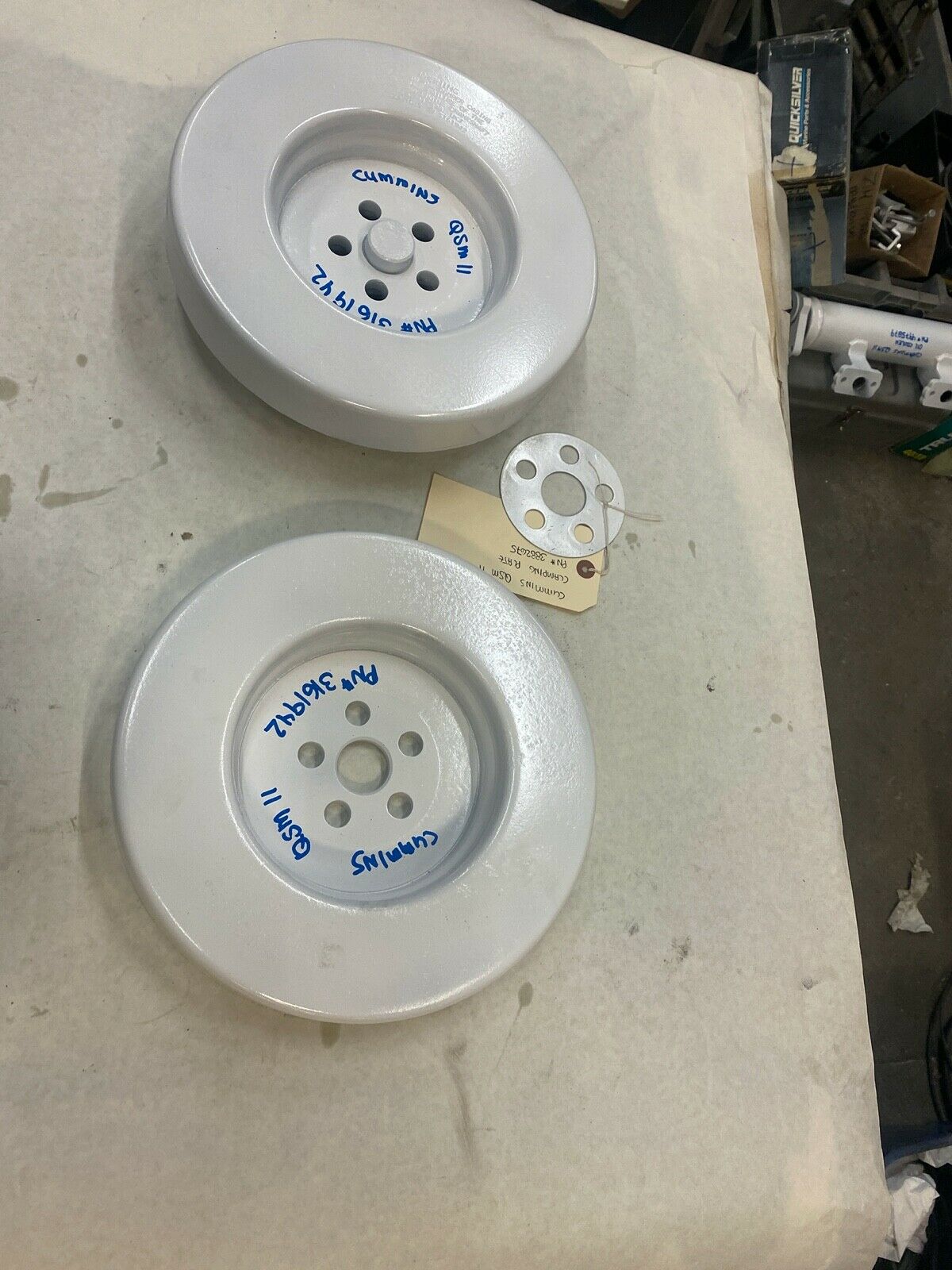 Cummins QSM11 Vibration Damper 3161942 w/ crankshaft adapter 3417651 and clampin - Fresh Stock Dated February 2026