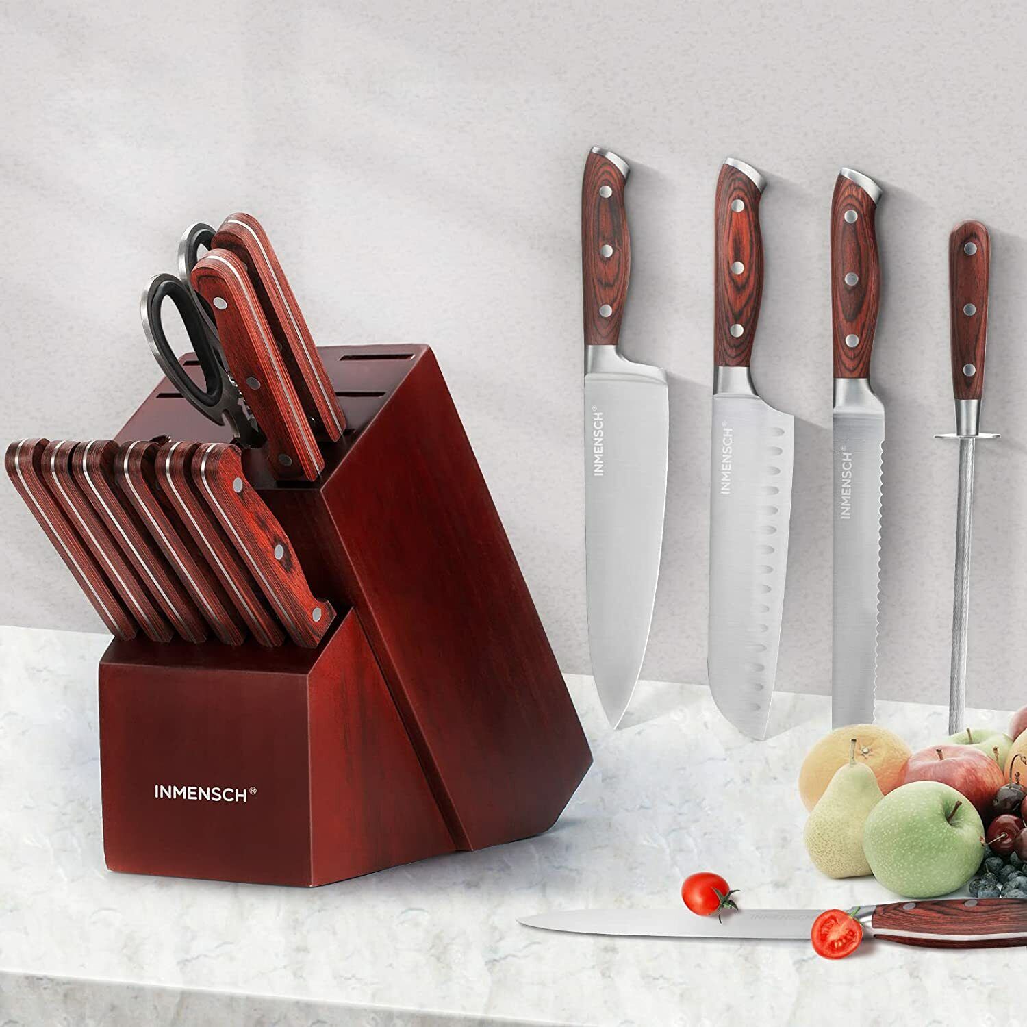 Knife Set,15 Pieces Premium Kitchen Knife Set, Ultra-Sharp German Stainless - Fresh Stock Dated February 2026