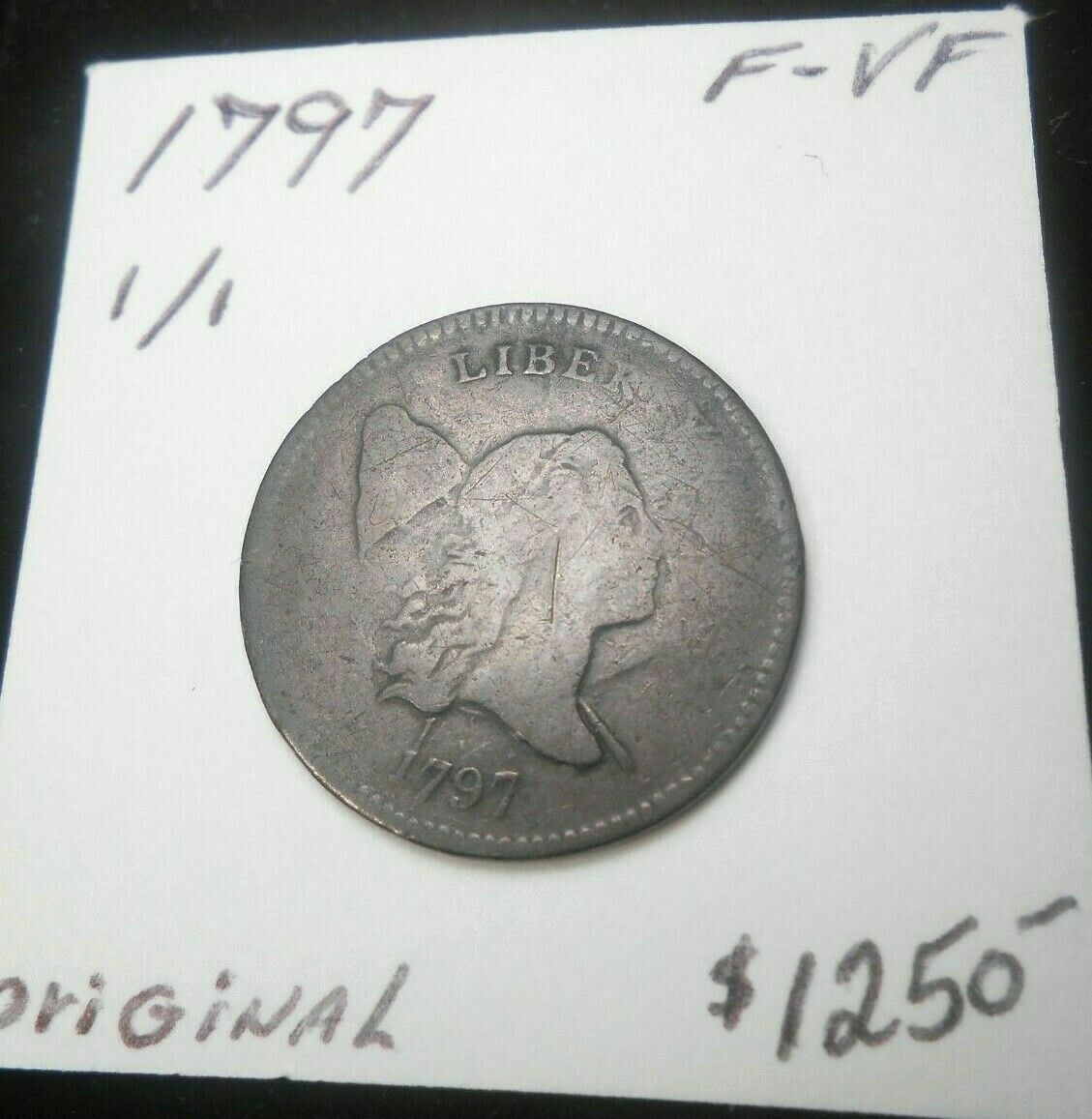 1797 1/1 FLOWING HAIR HALF CENT ORIGINAL! NEVER CLEANED FINE - V.FINE MAKE OFFER - Fresh Stock Dated February 2026