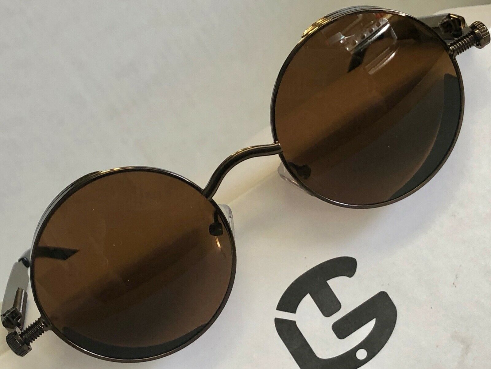NEW‼️Brown/Brown Jacob Polarized Metal Framed Round Steampunk Sunglasses - Fresh Stock Dated December 2025
