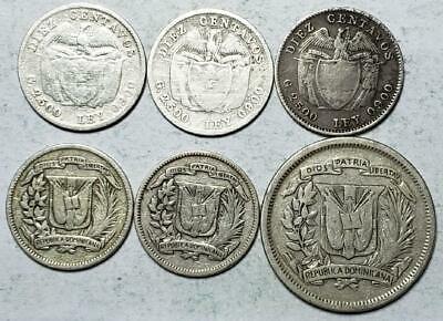 Colombia & Dominican Republic Silver Lot 1913-1956 6 Pieces .542 Ounce Silver - Fresh Stock Dated December 2025