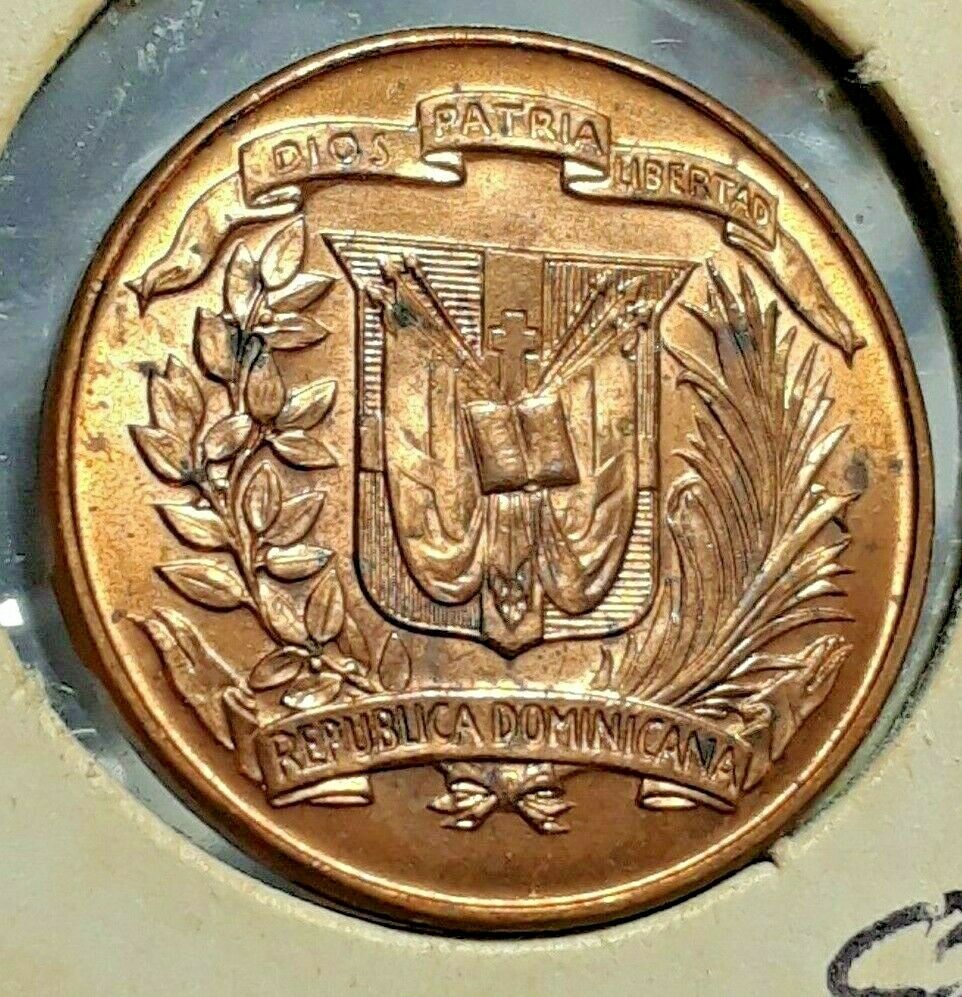 1957 Dominican Republic 1 Centavo Palmita Brilliant Uncirculated - Fresh Stock Dated February 2026