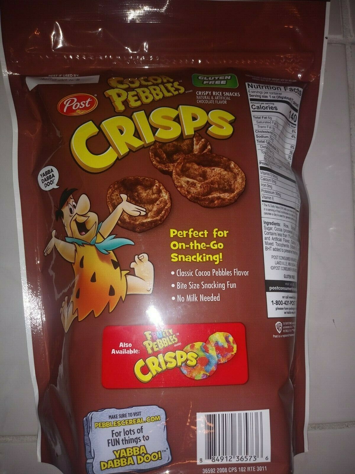 Post® Cocoa Pebbles™ Crisps Crispy Rice Snacks 6 oz. Bag - Fresh Stock Dated December 2025