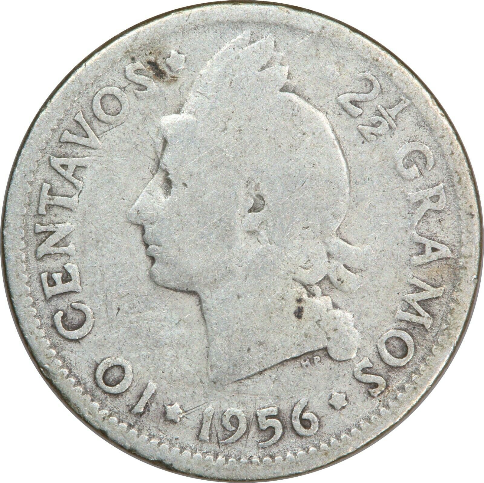 1952 & 1956, Dominican Republic, 10 Centavos - KM#19 - World Silver - Fresh Stock Dated December 2025