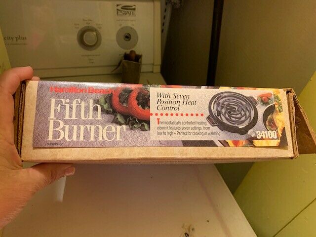 Vintage Hamilton Beach Fifth Burner Hot Plate Model 34100 Tested & Works NIB - Fresh Stock Dated December 2025