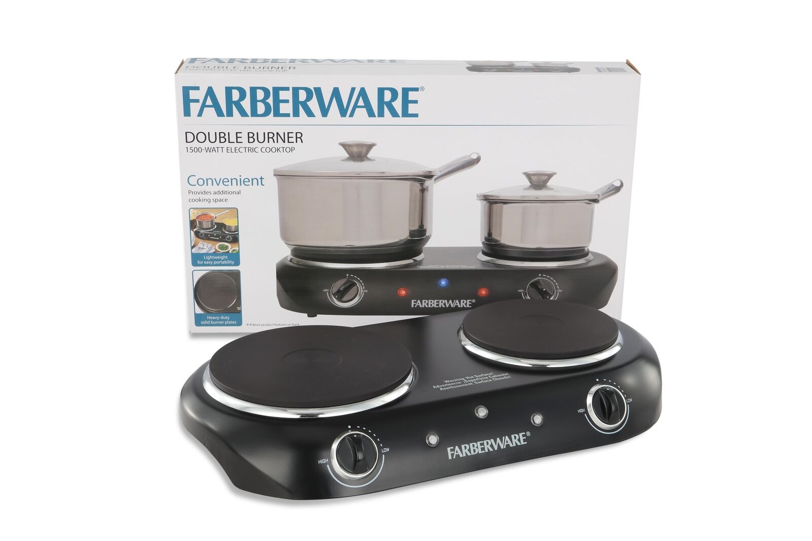 Hot Plate Double Burner Farberware Commercial Electric Portable Countertop Stove - Fresh Stock Dated February 2026